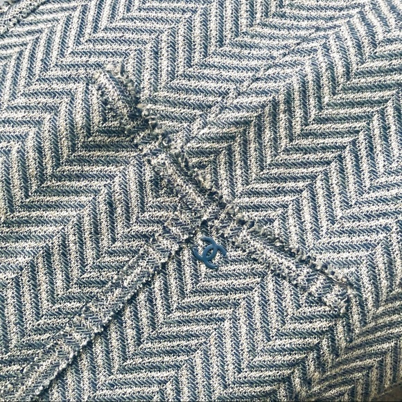 HP! ๐ CHANEL Blue Tweed Jacket Mid-length Coat FR 36 - Picture 5 of 11